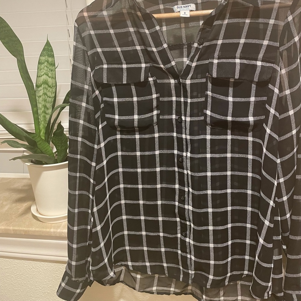 Old Navy Sheer plaid button down